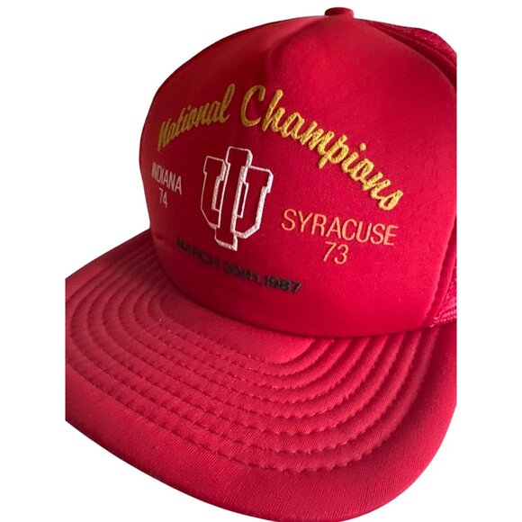 Indiana Hoosiers 1987 National Champions Red Mesh Snapback Hat Vintage 80s Sport - Picture 3 of 6